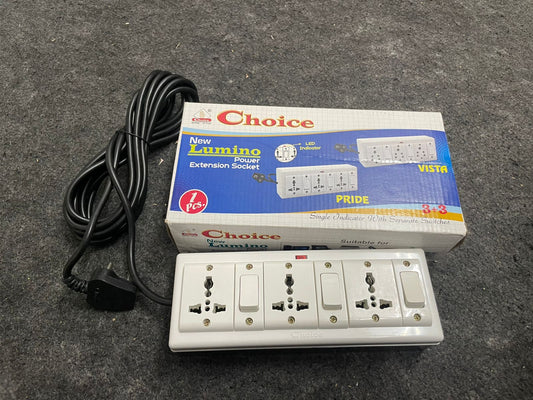 ZUED | 3+3| 6 Amp /10 Amp 3 Socket 3 Switch with Led Indicator Power Extension Board | Power Strip | Extension Cord  (2 Mtr Wire) (2 METRES)