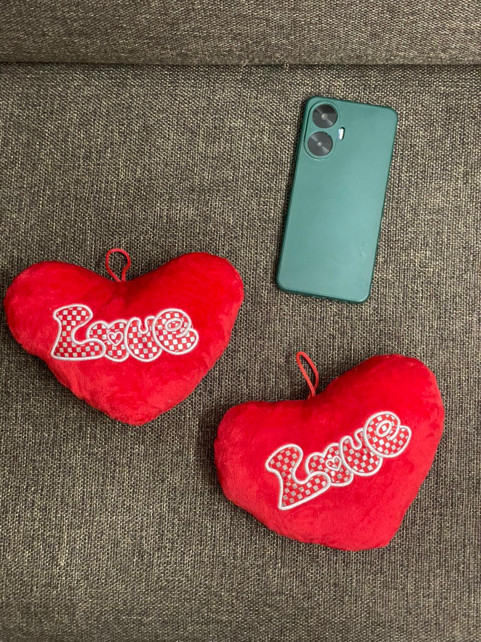 Heart Shape Cushion Stuffed Hanging Red Pillow with Best Filling Covers, Valentines Gift- (Red 6x7Inches, Set of 2)