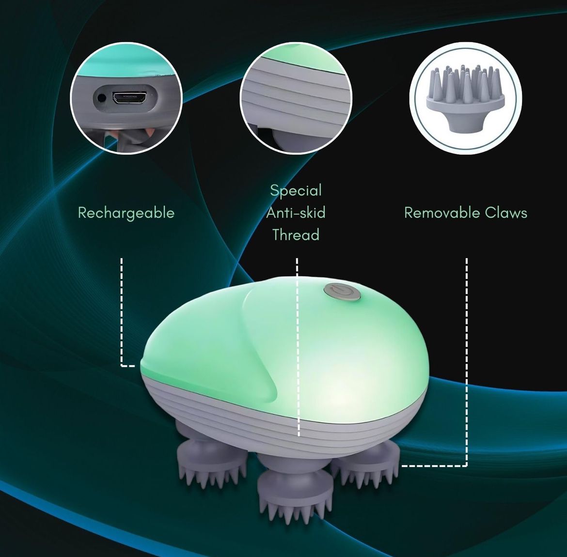 Scalp Massager | 96 Silicon Kneading Points with Detachable Heads | Scalp, Body & Head Massager for Hair Growth