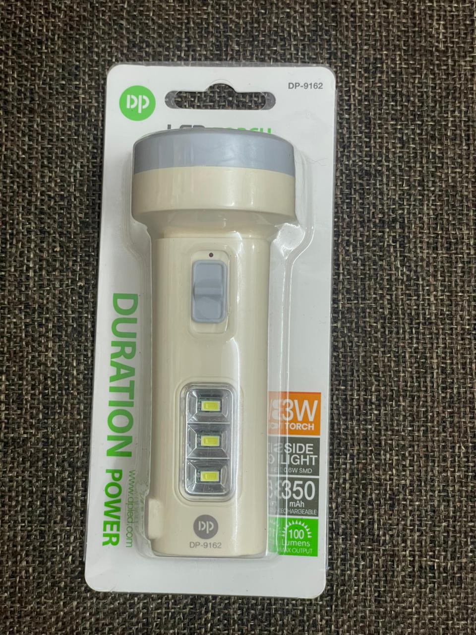 DP LED torch portable rechargeable 3w and side light 350 mah 100 lumens (pack of 1)