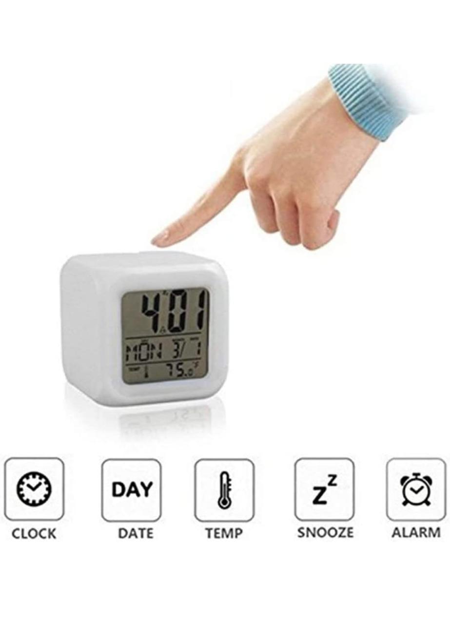 Color Changing LED Digital Alarm Clock with Date, Time for Bedroom, Heavy Sleepers, Students