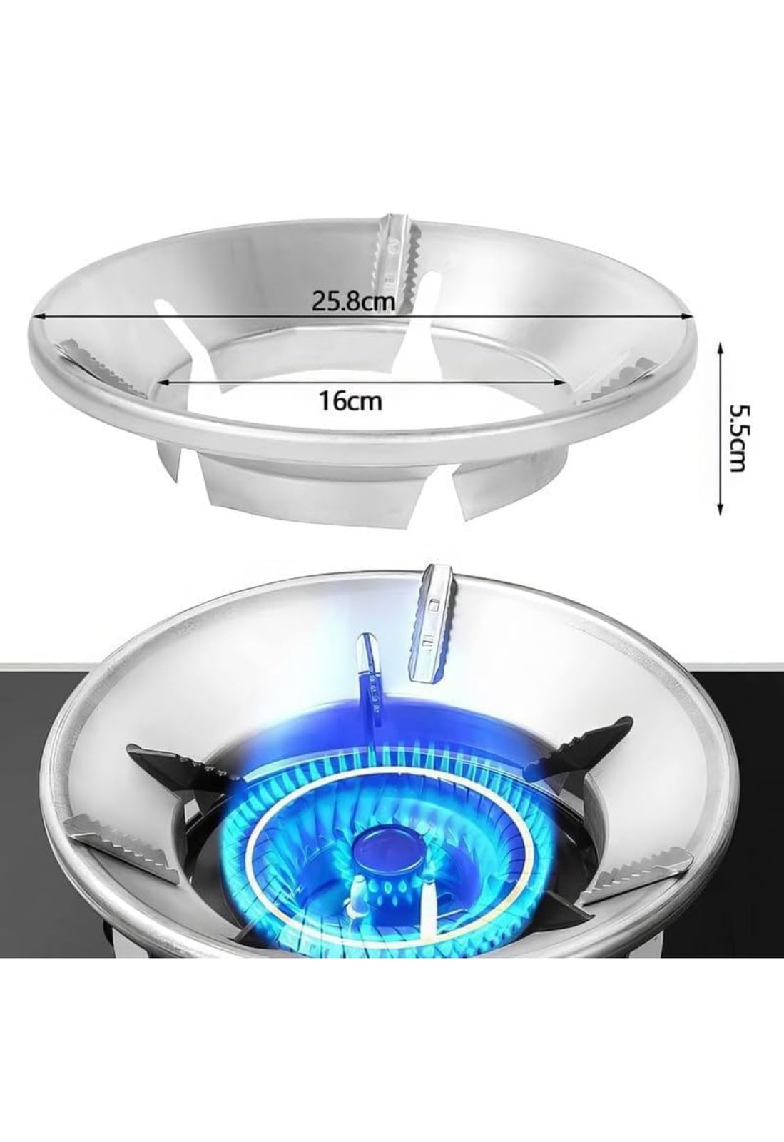 Silver Gas Saver Burner Stand Gas Chula Burner Gas Saver Stand Jali Ring Fire & Windproof Energy Saving, Gas Chula Support Stand 4 Legs Supported For Indian Gas 0.7mm (1)