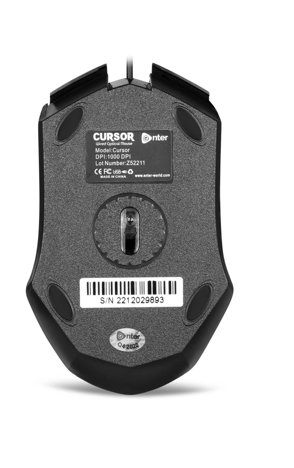 Enter CURSOR Wired Ambidextrous Optical Mouse (USB 2.0, USB 3.0, Black)